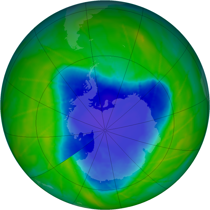 Antarctic ozone map for 15 November 2010